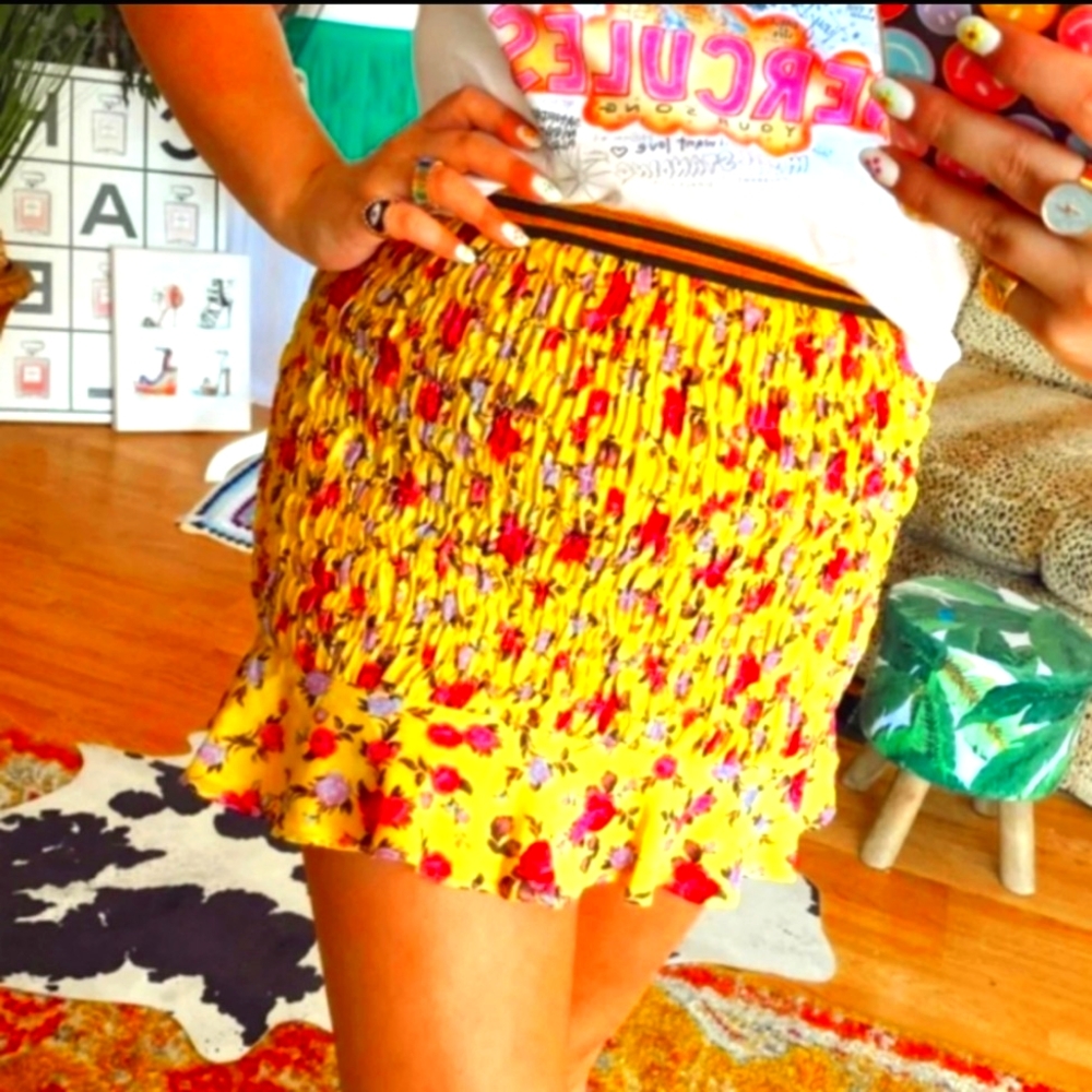 For Love & Lemons Paulina Roched mini skirt L